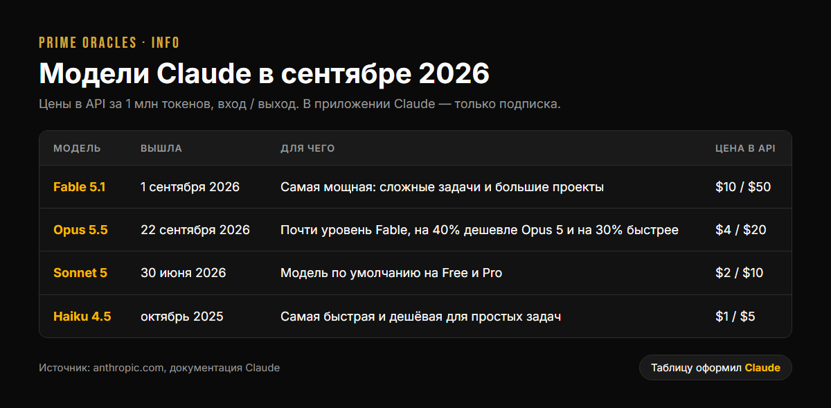 Modelos de Claude en septiembre de 2026: Fable 5.1, Opus 5.5, Sonnet 5, Haiku 4.5 y precios de la API