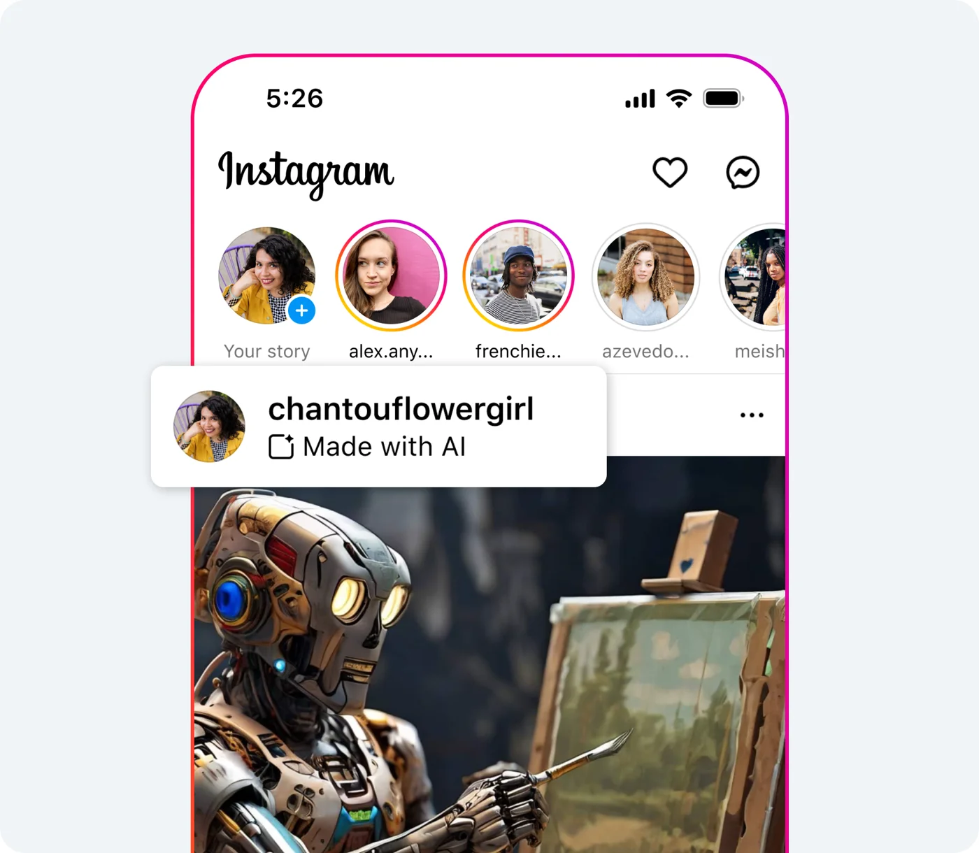 Метка «Made with AI» на посте в Instagram